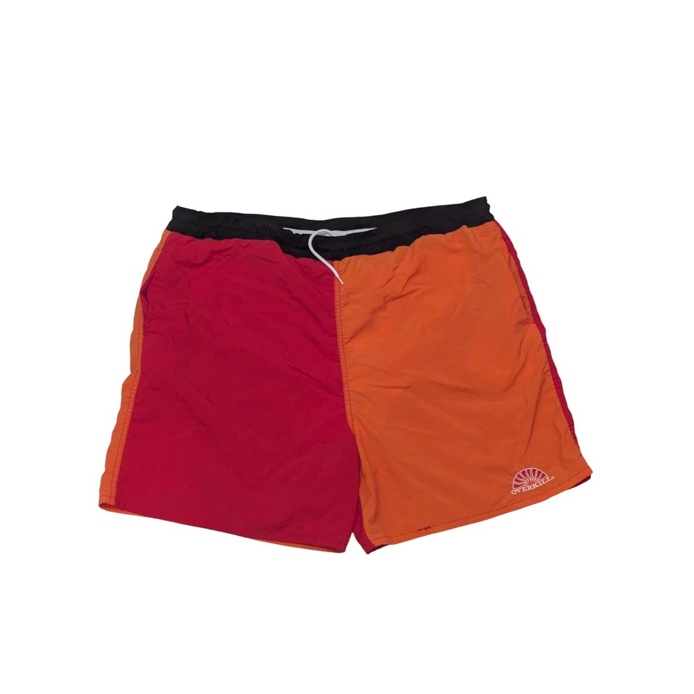 Overkill Canada Colorblock Shorts Men's Large Red Orange‎ 90s Swim Trunks